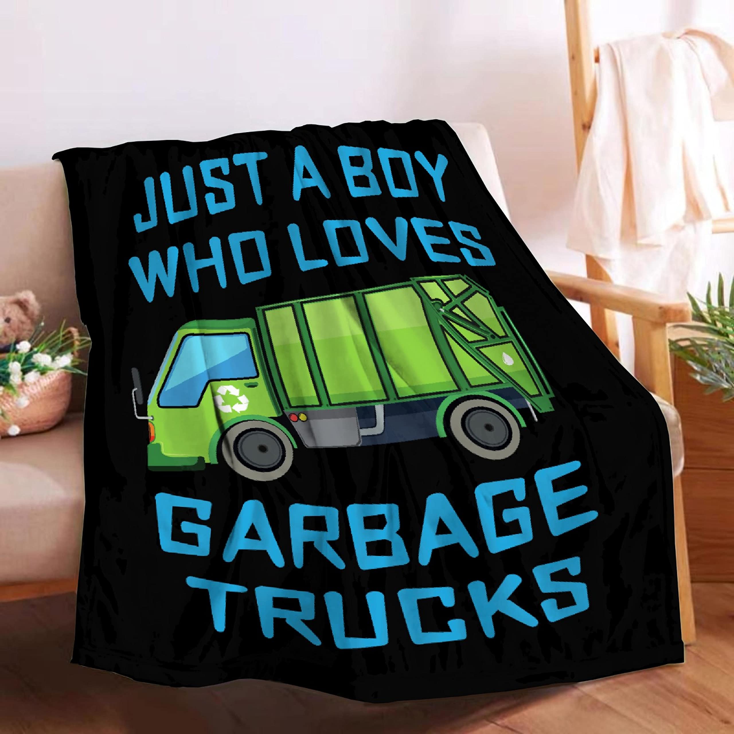 Boy Who Loves Garbage Trucks Blanket Soft Blankets And Throws Flannel Cozy Lightweight Quilt Gift Perfect For Bed Sofa Couch-60